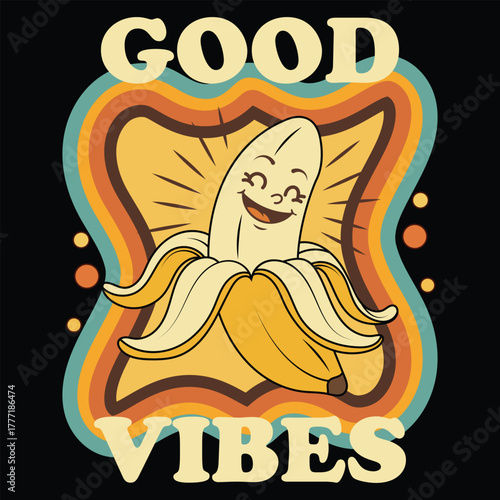 Banana good vibes design Vector, illustration