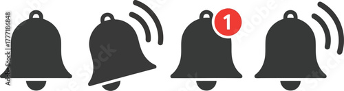 Notification bell icons alert new message alert symbol sound ringing alarm digital communication alert vector