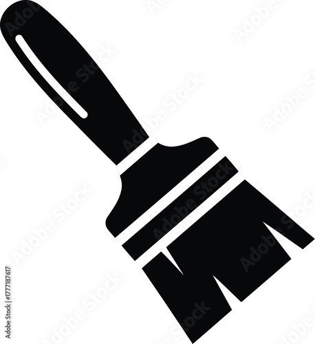 Simple black paintbrush icon for design and craft projects isolated on vector
