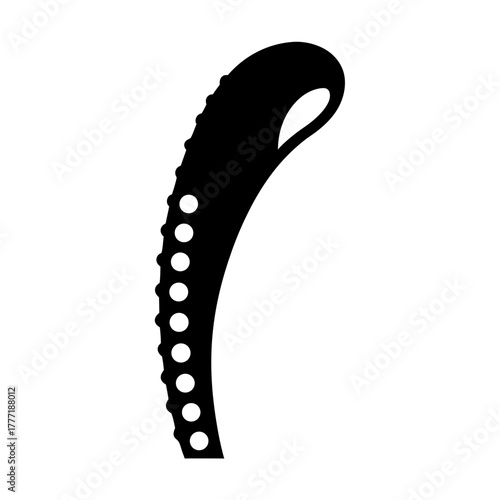 Stylized Black Silhouette Depiction of an Octopus Tentacle with Sucker Details