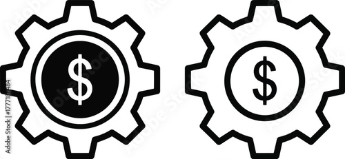 Financial gear icons representing money management and economic process vector