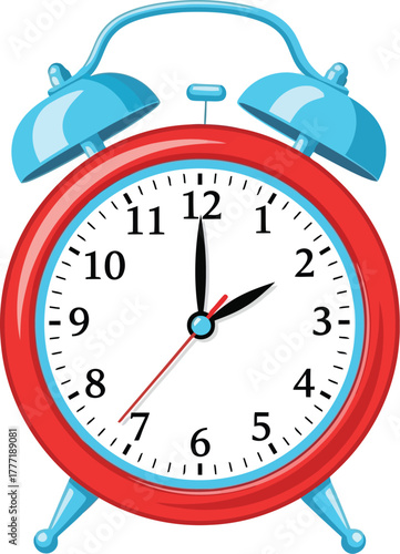 Retro red alarm clock time reminder functionality retro style illustration graphic vector