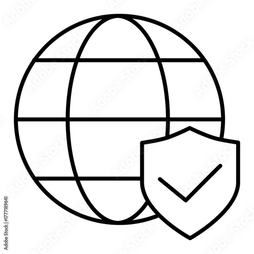 browser security line icon with editable stroke