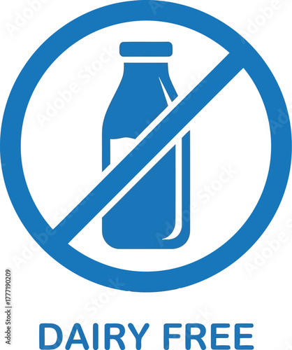 Dairy free icon symbol bottle crossed out representing allergy health and restriction vector
