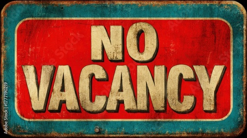 Vintage No Vacancy Sign: Aged Advertising Icon for Business Headers and Illustrations