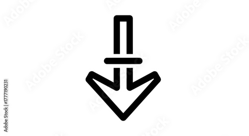 Simple down arrow icon minimalist vector glyph for user interface design isolated on white background