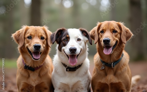 Differents dogs looking at camera. High quality