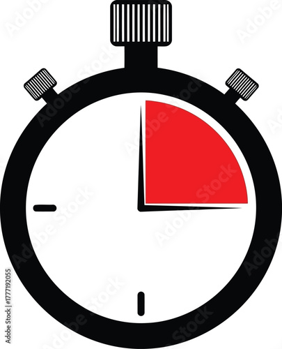 Vintage stopwatch timer with red segment measuring countdown progress concept vector