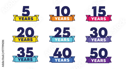 Anniversary years vector set celebration milestone business event