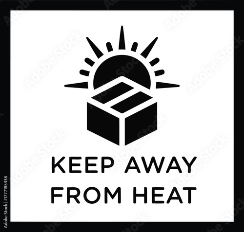 Keep away from heat symbol warning label for packages and shipping boxes vector