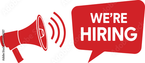 We are hiring message with megaphone