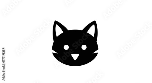 A simple, minimalist black icon of a cat's face with pointed ears and white eyes.