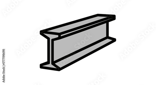 A simple graphic illustration of a gray I-beam, a common structural steel component used in construction and engineering projects.