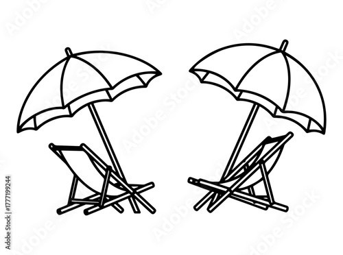 beach chair and umbrella