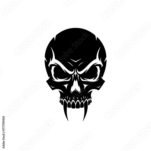 Flat illustration icon of a stylized skull