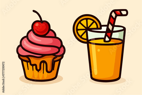 vector illustration of ice cream and desserts