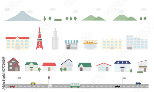 街並みのイラストセット