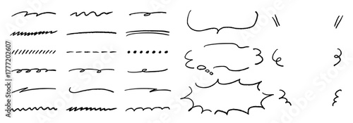 手描きのラインと吹き出しセット