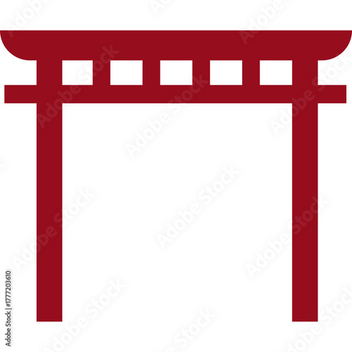 Red Chinese Gate Silhouette