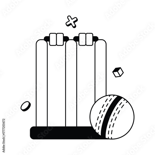 Cricket wicket and stumps symbol for match play – Vector Icons