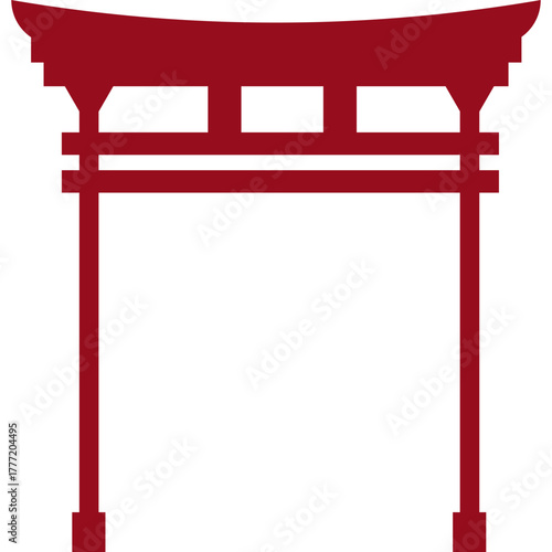 Red Chinese Gate Silhouette