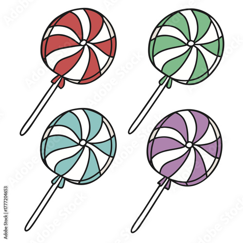 set of colorful lollipops