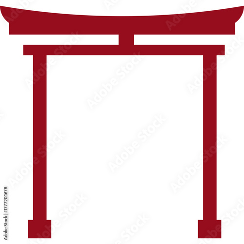 Red Chinese Gate Silhouette