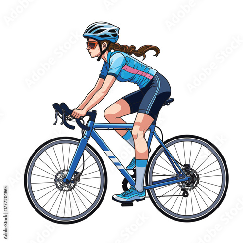 Illustration of a woman riding a bicycle