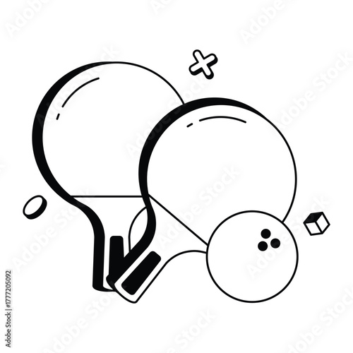 Table tennis paddle and ball symbol – Vector Icons