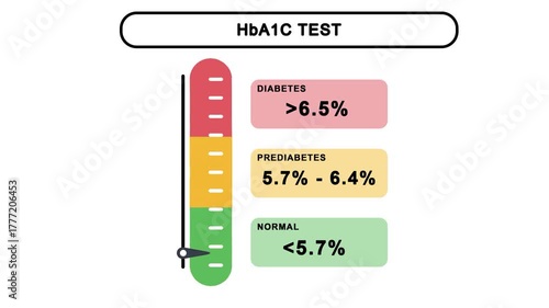 Animated HbA1C chart infographic video showing blood sugar levels and diabetes ratios, perfect for medical, healthcare, and educational use