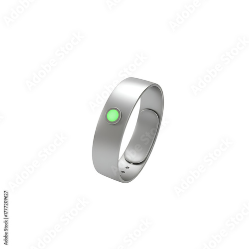 Futuristic Smart Ring with Green Light 3D - Wearable Technology Device