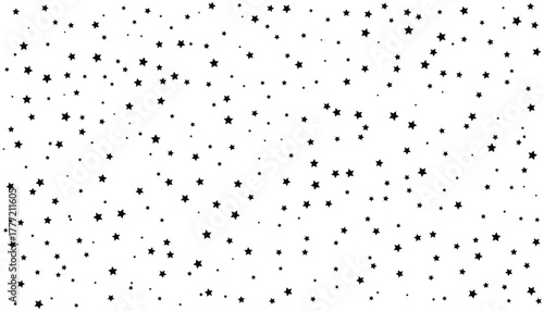 Black falling stars on a white background. black stars confetti background. festive background. decorative element