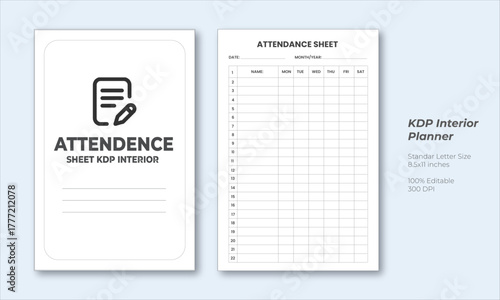 Attendance sheet journal KDP interior