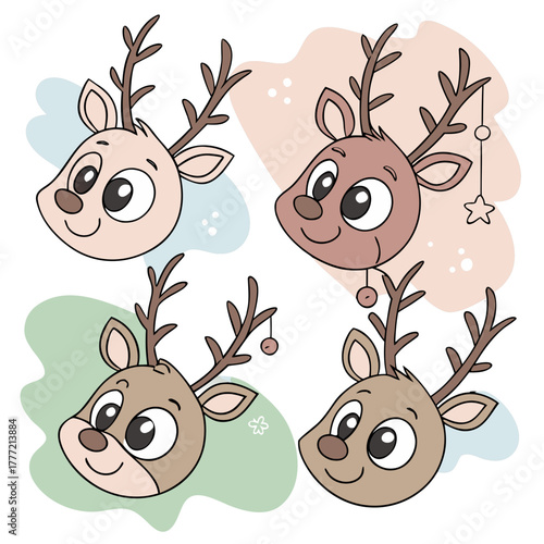 reindeer faces cute pastel