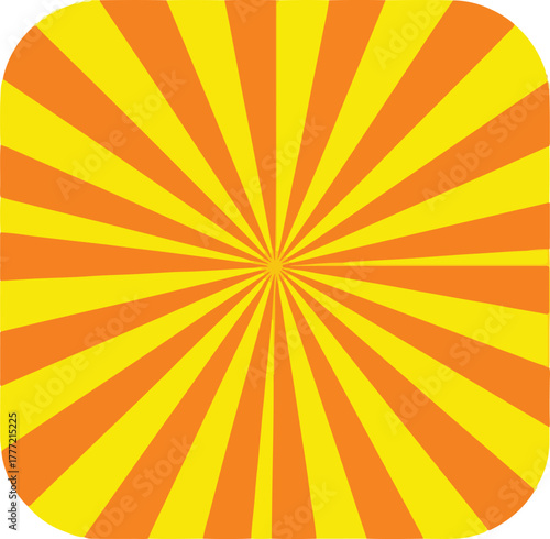 Bright sunburst pattern with orange and yellow rays emanating from center