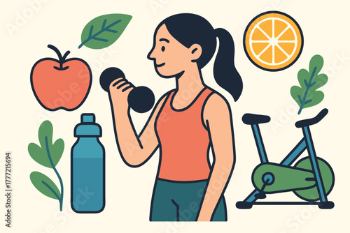 Healthy Lifestyle and Fitness Elements Collection