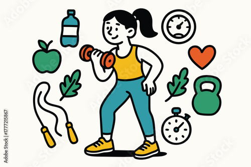 Healthy Lifestyle and Fitness Elements Collection