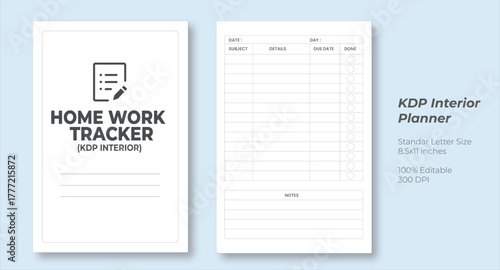 Homework tracker KDP interior 