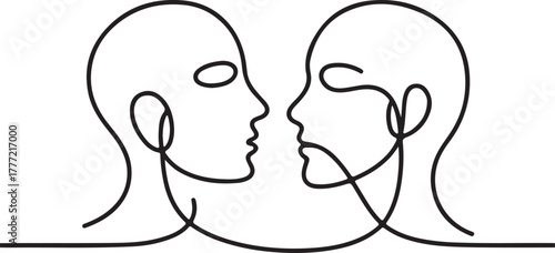 Two People Facing Each Other Connection Relationship Understanding Empathy Black Line Art