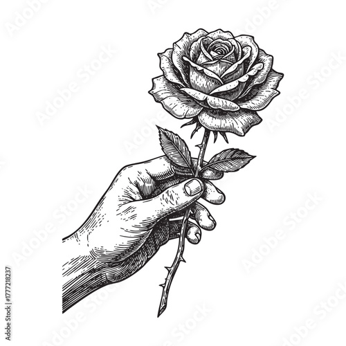 Steaming Bowl of Beef Stew Engraving Vector Illustration