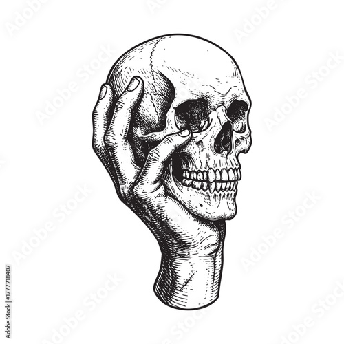 Steaming Bowl of Beef Stew Engraving Vector Illustration