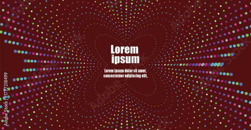 Abstract geometric design with radiating dots and text in the center.