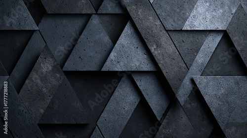 Dynamic dark grey abstract geometric background with textured triangle patterns and sharp angles creates modern depth and intrigue