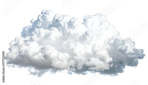 Fluffy white cumulus cloud with shadowed areas against black