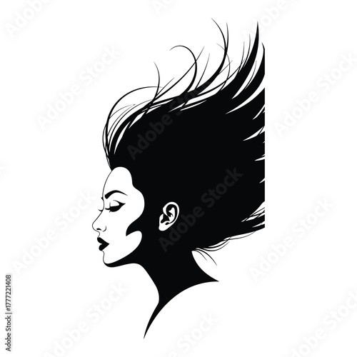 Elegant woman's profile with flowing hair, conveying style and modern sophistication for beauty and fashion campaigns.