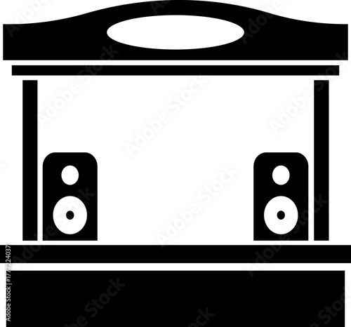 Outdoor Music Festival Stage Icon Concert, Performance, Theater, and Event Platform Symbol Entertainment, Show, and Auditorium Vector in Black Color Flat Style