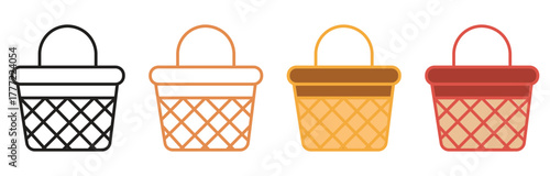 Picnic Basket icon set. Summer Food, Outdoor Camping, Picnic Elements Vector design with white background. vector illustration.