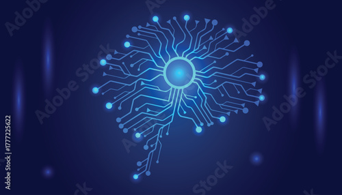 Abstract glowing  blue circuit board pattern representing digital technology and networks