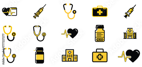 Medical icons for web design and application transparent background