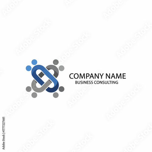 Abstract infinity loop logo representing community and business partnership.